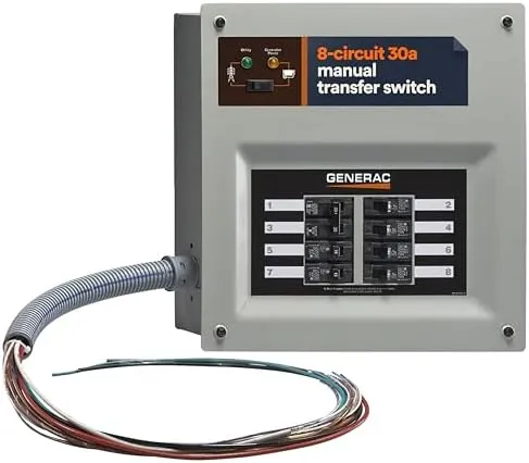 Generac 6853 HomeLink Upgradeable 30 Amp Transfer Switch Kit - Reliable Power Solution for Homes - 10' Cord and Resin Power Inlet Box