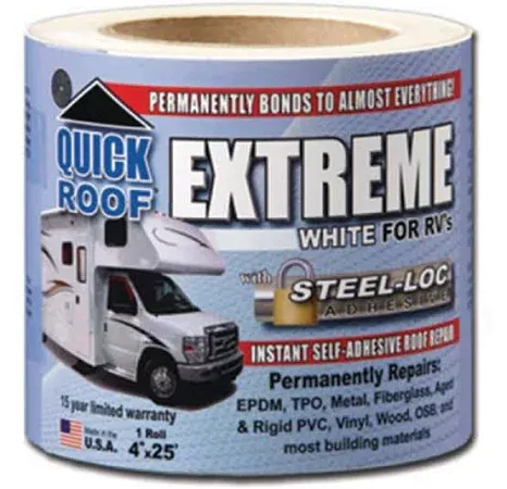 Cofair Products UBE425 Quick Roof Extreme With Steel-Loc Adhesive - 4&#034; x 25&#039;, Wh