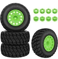 GLOBACT RC Truck Tires for 1/10 Scale Arrma Senton Tires Slash Tires Axial Redcat Rc4wd Hex Detachable Replacement 14mm 12mm RC Wheels and Tires