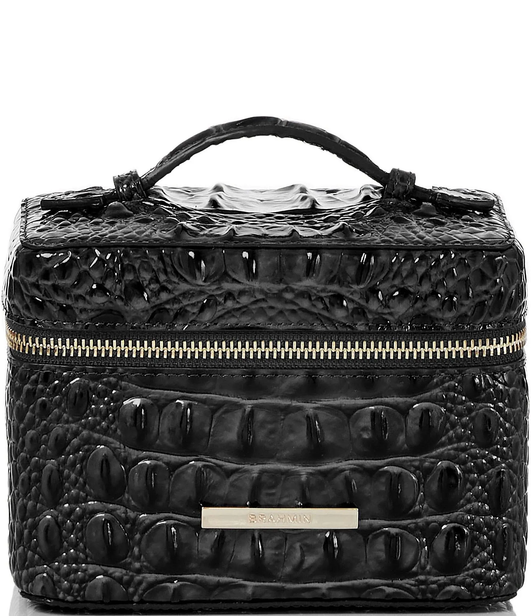 Brahmin Women's Small Charmaine Cosmetic Case, Black, Leather