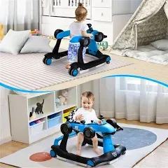 4x1 Folding Baby Activity Push Walker w/ Padded Seat Cushion 3 Adjustable Height