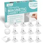 Magnetic Cabinet Locks (12-Pack 2 Keys) Baby Proofing &amp; Child Safety