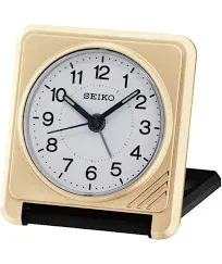 Seiko Travel Alarm Clock, Wood, Gold