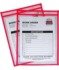 C-Line Neon Stitched Shop Ticket Holders, Assorted Neon Colors, 9 x 12 Inches, 10 per Pack (43920)