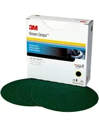 3M Green Corps Stikit Sanding Discs, 01549, No Hole, 8 in, 80+ Grade, Pack of 50 Production Discs, for Coating Removal, Metal Surfaces, Auto Sanding