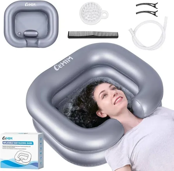 Inflatable Shampoo Basin - Portable Shampoo Bowl, Hair Washing Basin for Bedridden, Disabled,Injured, Hair Wash Tub for Dreadlocks and at Home Sink Washing (Light purple)