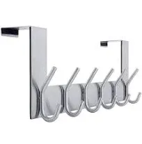 WEBI Over The Door Hook Door Hanger:Over The Door Towel Rack with 6 Hooks for Hanging Coats,Door Towel Hanger Door Coat Hanger Over Door Coat Rack