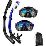 DIPUKI Snorkeling Gear for Adults Snorkel Mask Set Scuba Diving Mask Dry Snorkel Swimming Glasses Swim Dive Mask Nose Cover Youth Free Diving