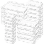 Mauproy 24 Pack Mixed Sizes Small Plastic Storage Containers, Mini Rectangular Small Items Organizer Boxes with Hinged Lids and Labels for Craft