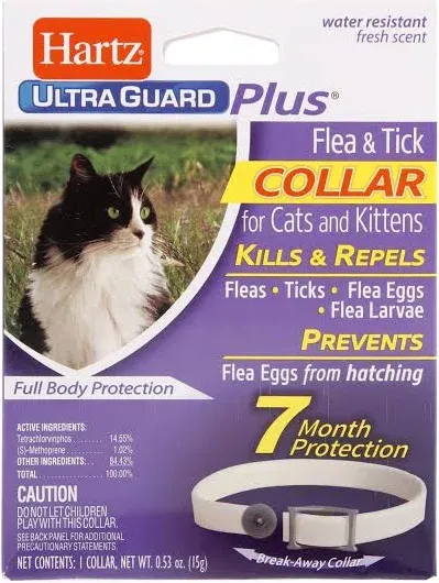 Hartz UltraGuard Plus Water Resistant 7 Month Protection Breakaway Flea & Tick Collar for Cats (3270094268)