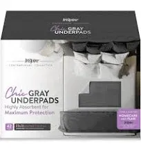 Inspire Ultra Underpads Incontinence Bed Pads | Chic Gray Modern Design | Hospital Bed Pads Disposable Adult Extra Large Chux Pads | Medical Bed Linens | Chucks Pads Disposable Adult