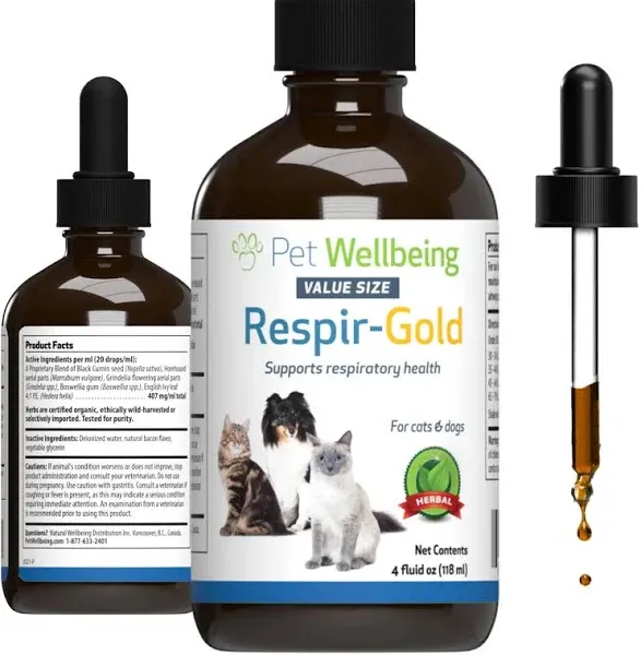 Respir-Gold - for Easy Breathing in Dogs - 4 oz by Pet Wellbeing