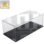 Thickened Clear Acrylic Display Case for Lego 76439 75387 75353 Collectibles, Transparent Football display Box Dustproof Protection with Wood-Plastic Base & String Light, Black Inside 11.8x7.9x7.9inch