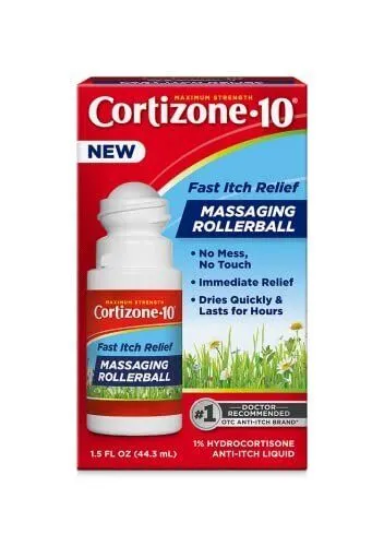 Cortizone 10 Maximum Strength Fast Itch Relief with Massaging Rollerball, 1%...