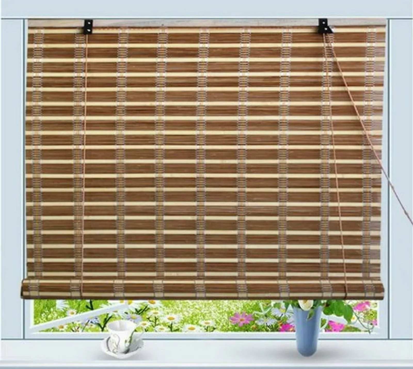 Bamboo Roll Up Window Blind Sun Shade W48&#034; x H84&#034;