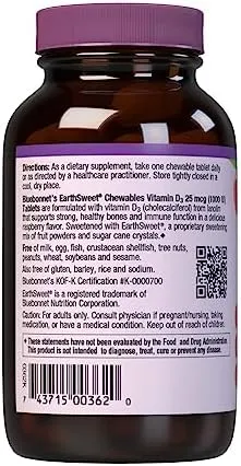 BlueBonnet Nutrition Earth Sweet Vitamin D3 1000 IU 90 Count (Pack of 1) 