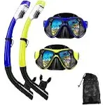 Snorkeling Gear for Adults Snorkel mask Set Scuba Diving mask Dry Snorkel Black