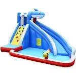 Costway Inflatable Water Slide Shark Bounce House Castle