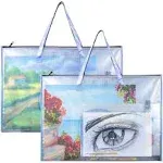  Art Portfolio Bag with Handle and Zipper - Large Clear Waterproof 2 PACK