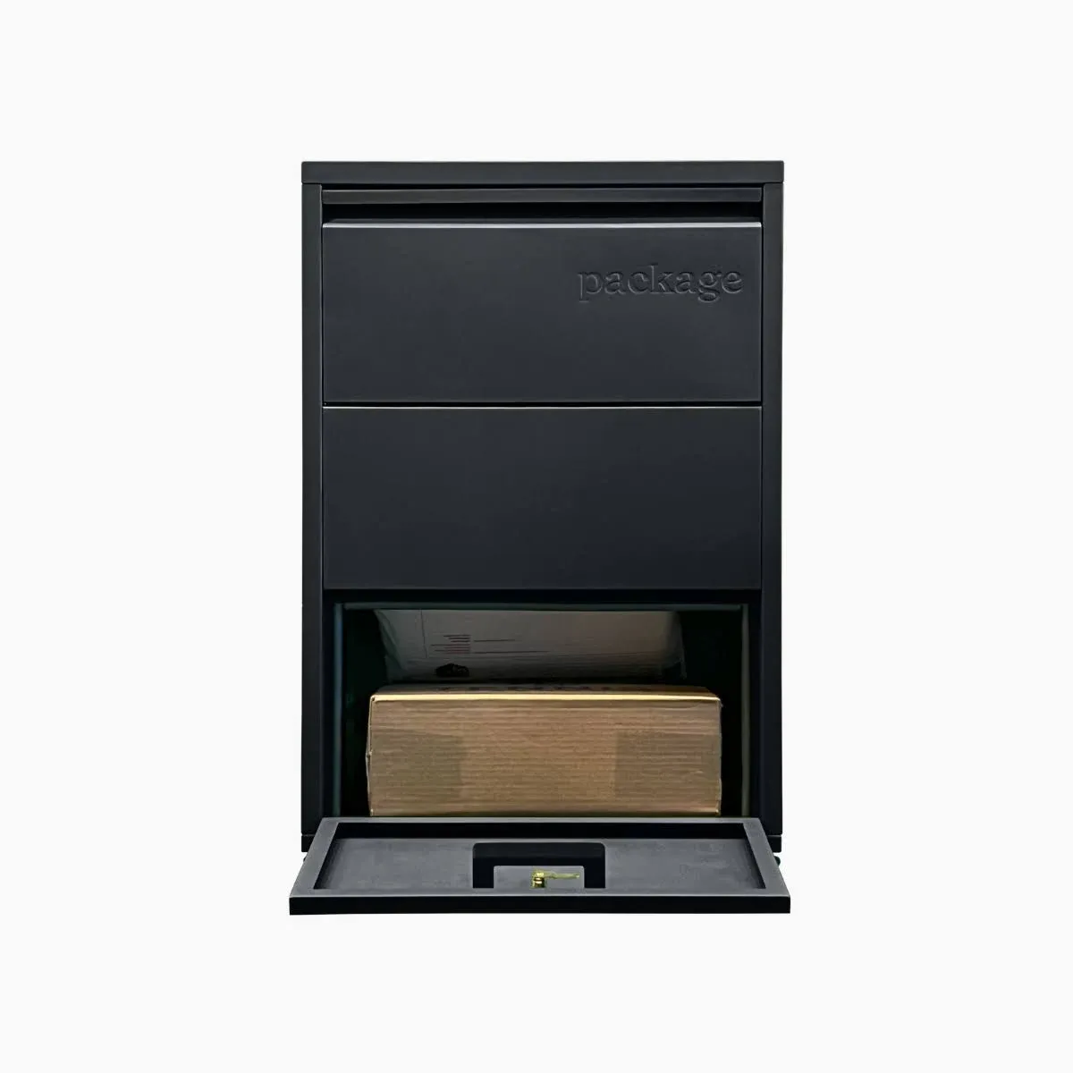 Adoorn Package Delivery Boxes for Outside, Small 29.5 x 20.5 x 10.5 (HxWxD) Security Package Box, Free Standing Anti-Theft Parcel Drop Box - Black