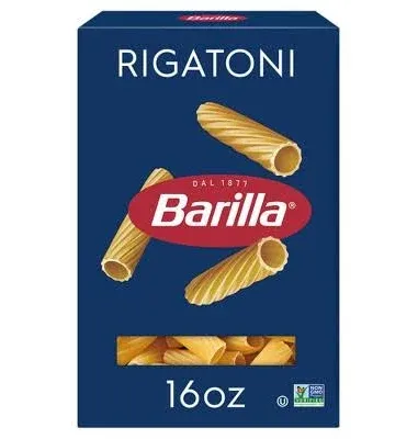 Barilla Mezzi Rigatoni Pasta, 16 oz. Box (Pack of 12) - Non-GMO Pasta Made with Durum Wheat Semolina - Kosher Certified Pasta