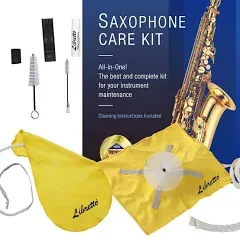 Libretto Alto Saxophone ALL-INCLUSIVE Giftable Care Kit: Mouthpiece Brush + Dust Brush + 2 Microfiber Cleaning Swab + Thumb Cushion + Premium Cork