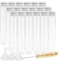 DEPEPE 18pcs 115ml Clear Flat Plastic Test Tubes with Screw Caps