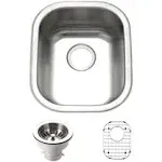 Houzer CS-1407-C Club 14" Stainless Steel Undermount Single Bowl Bar Sink with Strainer