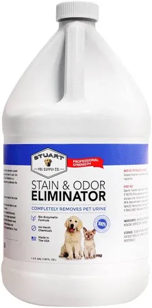 Stuart Pet Supply Co. Professional Strength Pet Urine Enzyme Cleaner and Dog Urine Stain Odor Remover in Gallon Size Concentrate