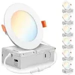 6Pack 4 Inch 5CCT Ultra-Thin LED Recessed Lighting,2700K<wbr/>/3000K/3500K/4<wbr/>000K/5000K