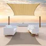 ColourTree 16&#39; x 16&#39; Sand Beige Sun Shade Sail Square Canopy Awning Fabric Cloth Screen - UV Block UV Resistant Heavy Duty Commercial Grade - Outdoor Patio Carport - (We Make Custom Size)