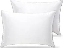 QUBA LINEN King Size Bed Pillows - Set of 2, Medium Density, Soft and Supportive for Back, Side, and Stomach Sleepers (King (Pack of 2)) (White, King (Pack of 2))