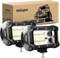 Nilight 2X 5 Inch 72W Truck LED Lights Bar Flood Beam Driving Lamps for OFF ROAD