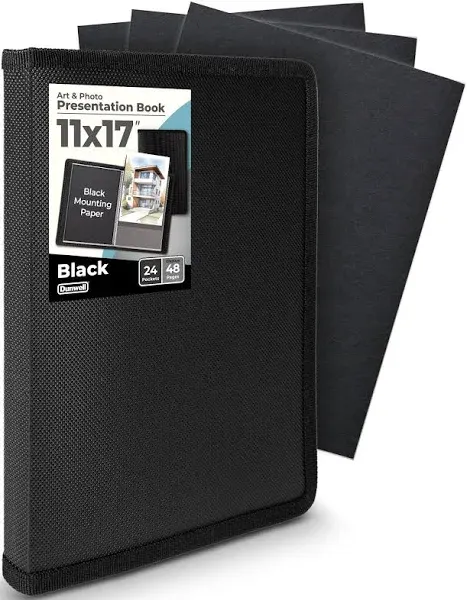 Dunwell 11X17 Art Portfolio Binder with Mounting Paper - (Black) Large Portfolio