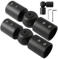 Anndason Heavy Duty Hinged Elbow Connector Curtain Rod Corner Connector Elbow Connector for 1 Inch Bay Window Curtain Rods, Black Color, (Set of 2)