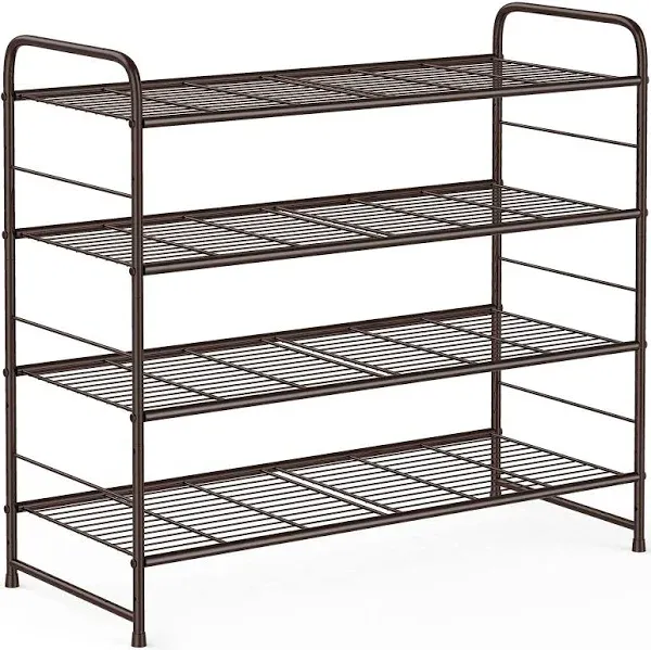 Auledio 4-Tier Shoe RackStackable and Adjustable Multi-Function Wire Grid Sho...