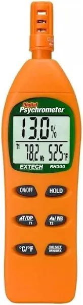 Extech Flir RH300 Temperature Humidity Meter, Wet Bulb, Dew Pt Dual Display NEW