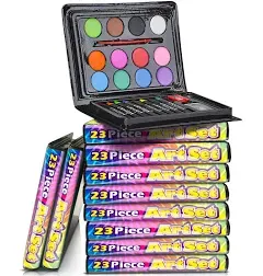 ArtCreativity Mini Art Sets for Kids- Pack of 12-23-Piece Kits with Watercolors,