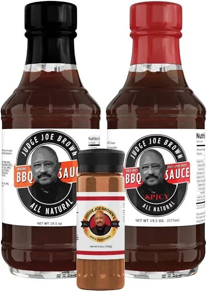 Judge Joe Brown BBQ Sauce &amp; Seasoning Bundle | All Natural Seasoning &amp; Sauce | Original &amp; Spicy Sauce | All Purpose Seasoning | Great gift for the Home BBQ expert or Grill Master