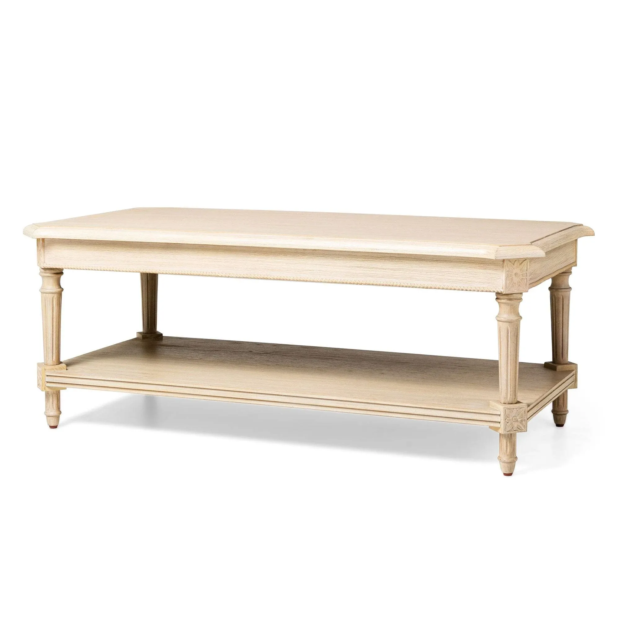 Maven Lane Pullman Traditional Rectangular Wooden Coffee Table, Antiqued White