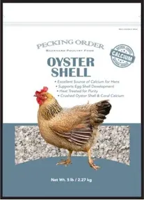 Pecking Order Oyster Shell - Calcium Supplement to Support Laying Hens and Strong Egg Shell Development (5 LB)