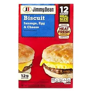 Jimmy Dean Sandwiches, Biscuit, Sausage, Egg & Cheese - 12 sandwiches, 54 oz