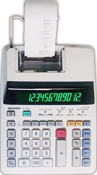 Sharp EL-1801V Portable 12-Digit 2-Color Serial Printing Calculator New In Box