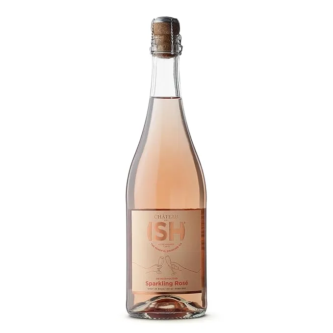 Chateau del ISH Sparkling Non Alcoholic Rose, Award Winning Non-Alcoholic Spirits, Gluten Free, Low Calorie, Zero Proof, Alcohol Free Wine with Dealcoholized Pinot Noir & Merlot Grapes, 750 ml Bottle