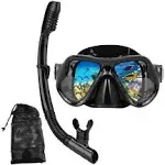 Snorkeling Gear for Adults Snorkel mask Set Scuba Diving mask Dry Snorkel Black