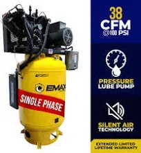 EMAX Industrial Plus Silent Air 10-HP 120-Gallon Two-Stage Air Compressor (208/230V 1-Phase)