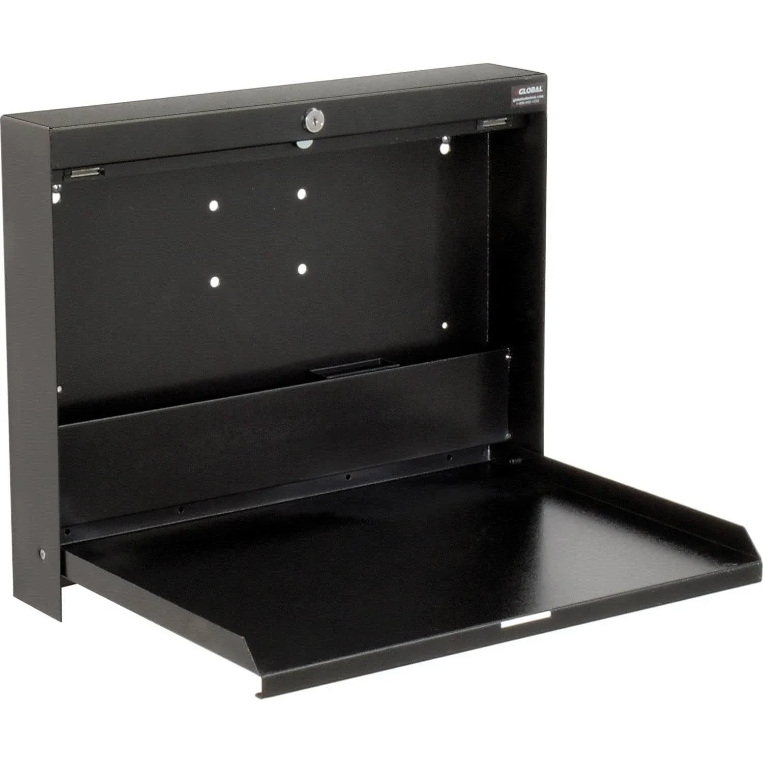 Global Industrial 319390 Wall Mounted Fold Down Shop Desk, 20"W x 3-3/8"D, Black