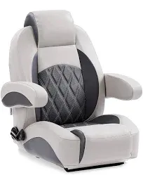 DeckMate Luxury Reclining Pontoon Captain's Chair - Gray and Navy