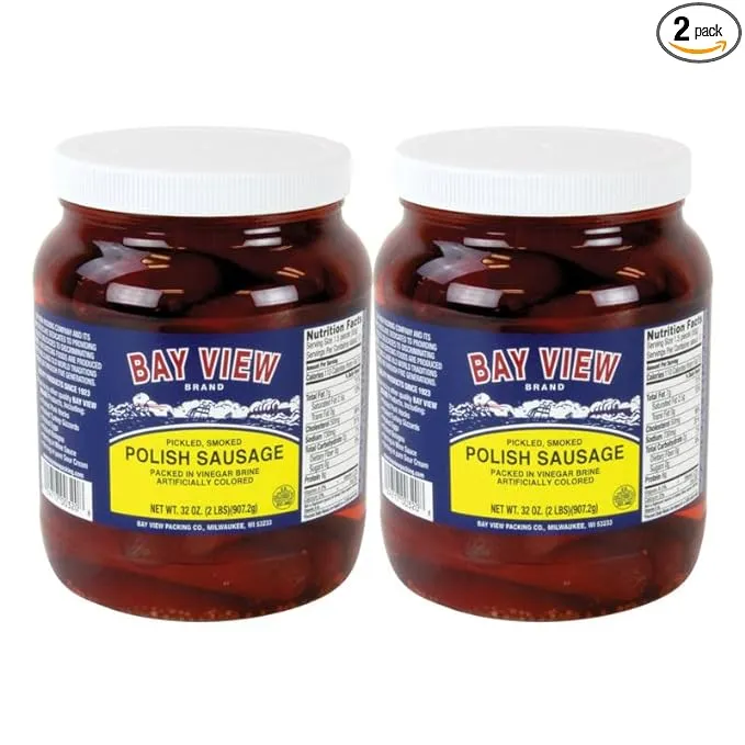 Wisconsin Made/Bay View Packing Company Bay View Pickled Polish Sausage, Two Jars