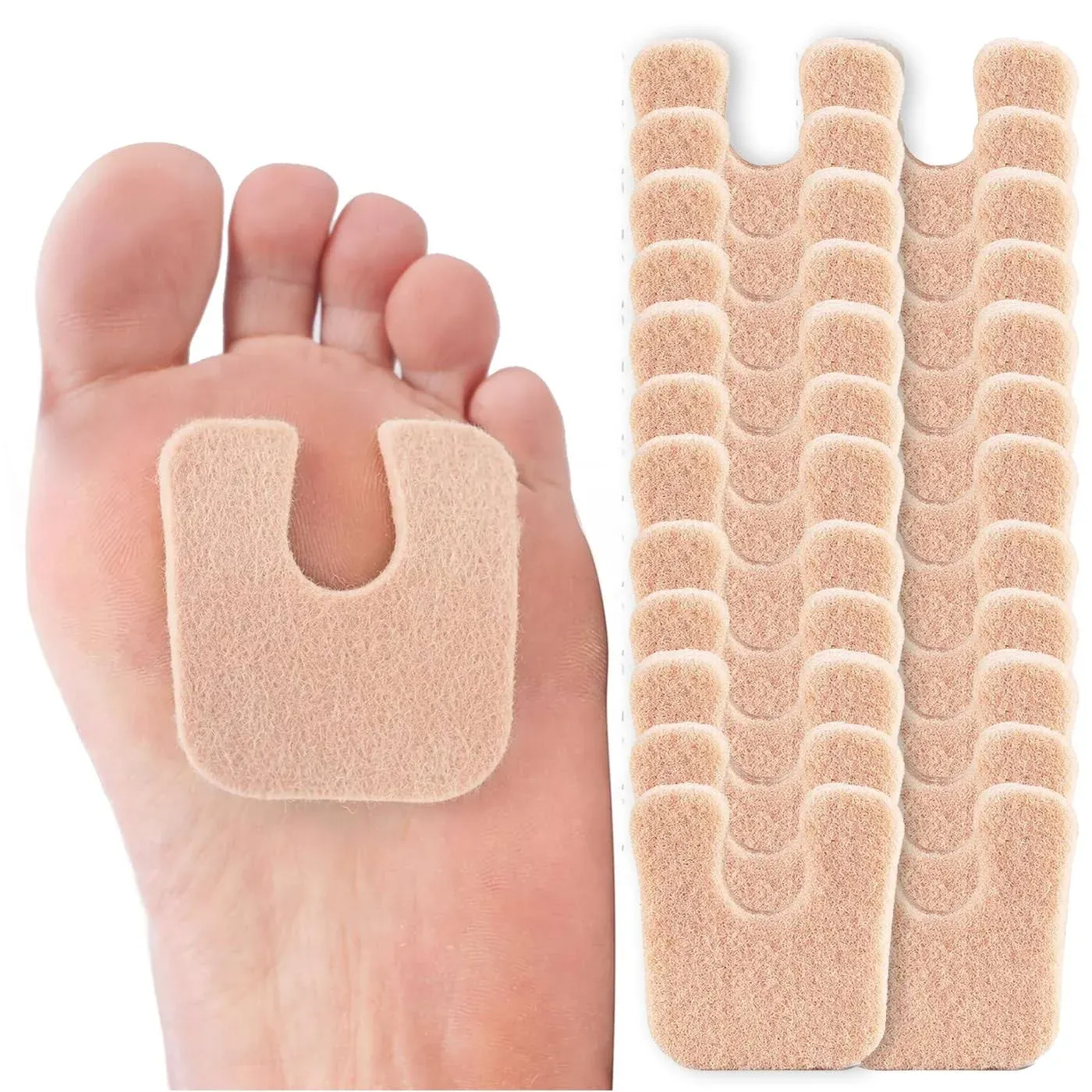 48 Pieces U-Shaped Felt Callus Pads Metatarsal Foot Pads for Pain Relief Keep 